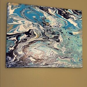 Abstract Blue and White Canvas Art